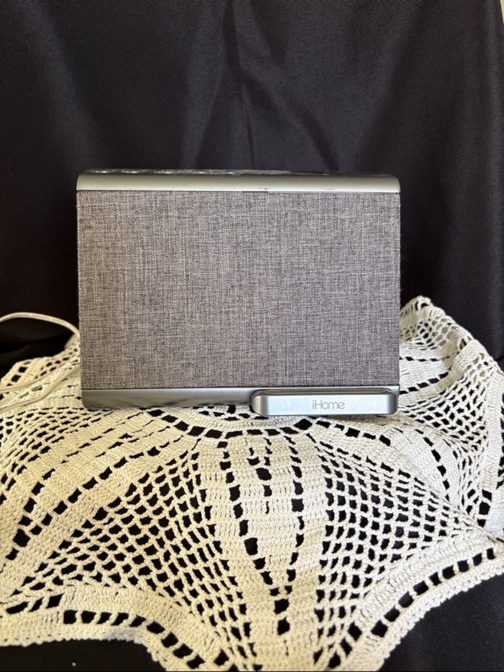 iHome Silver and Gray Fabric Bluetooth Speaker Dock